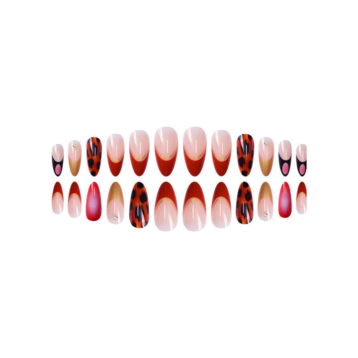 Decorative Stiletto Press-On Nails with Metallic Accents Stornfield