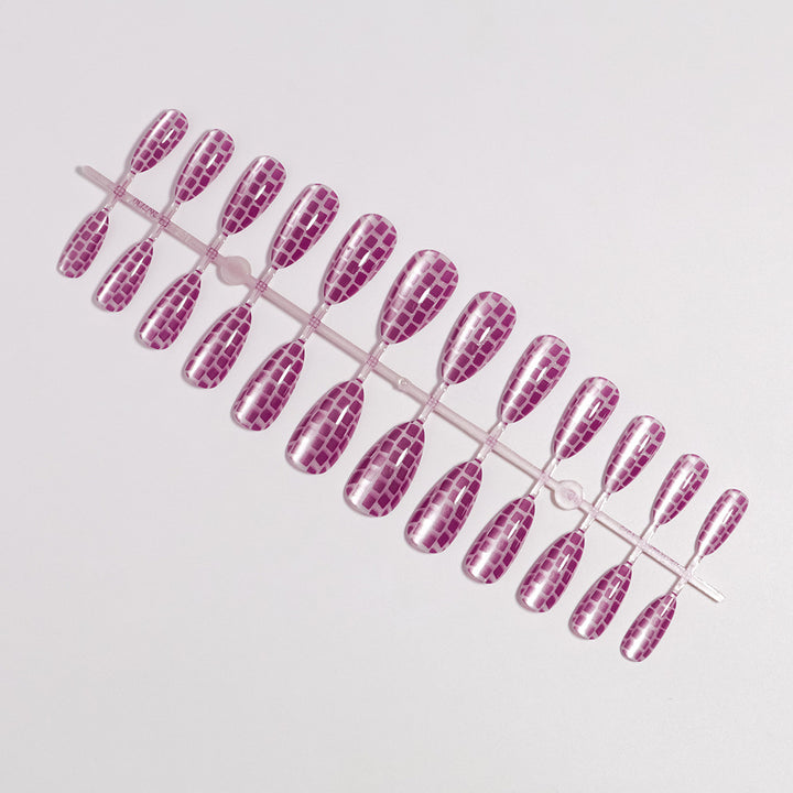 Glossy Stiletto Press-On Nails Set with Reflective Design Stornfield