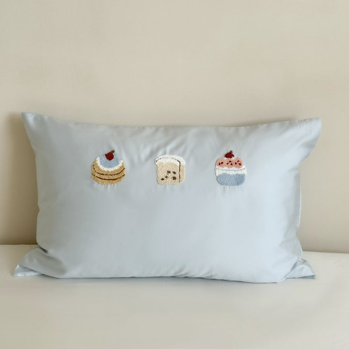 Children's Cotton Sateen Pillowcase with Embroidered Bunny Appliqué & Decorative Bow