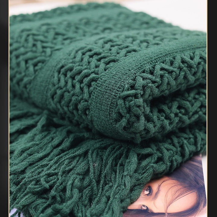 Handcrafted Textured Knit Throw Blanket Stornfield