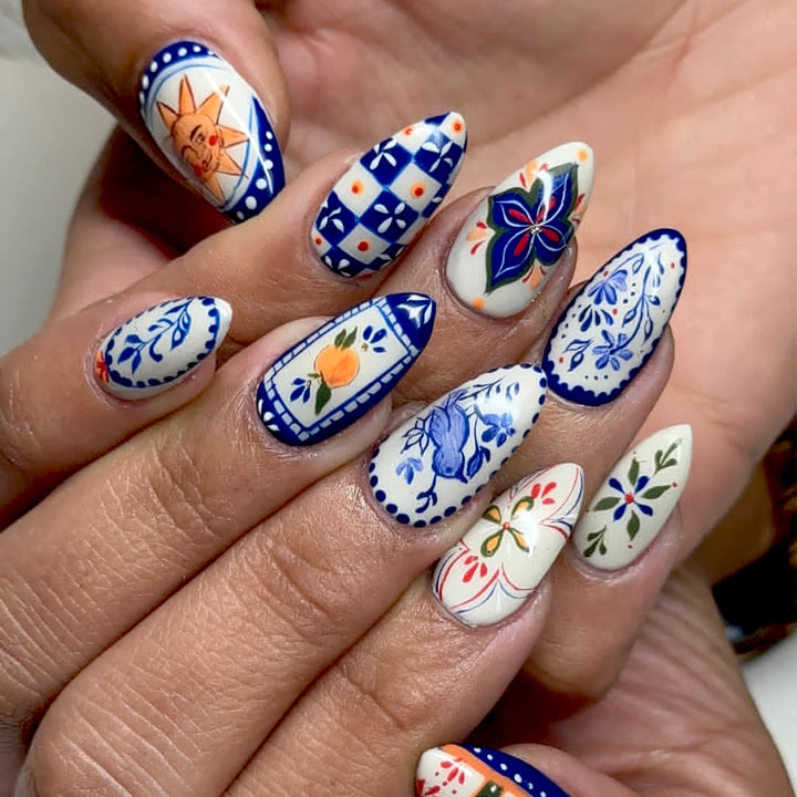 Artificial nails with handmade floral design Stornfield