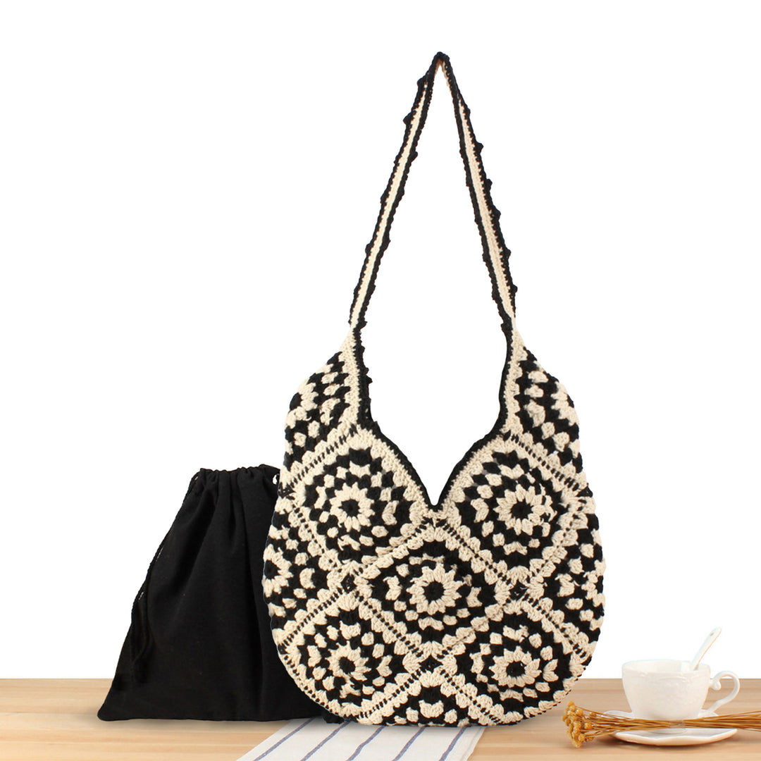 Handmade Macrame Shoulder Bag with Floral Patterns Stornfield