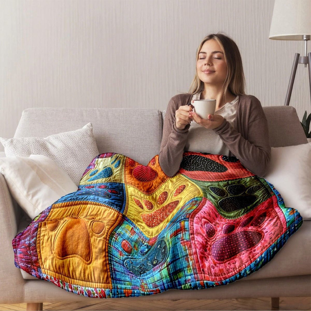 Pet-Themed Quilted Throw Blanket