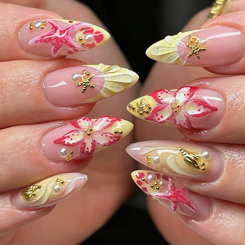 Artificial nail set with tropical motifs Stornfield
