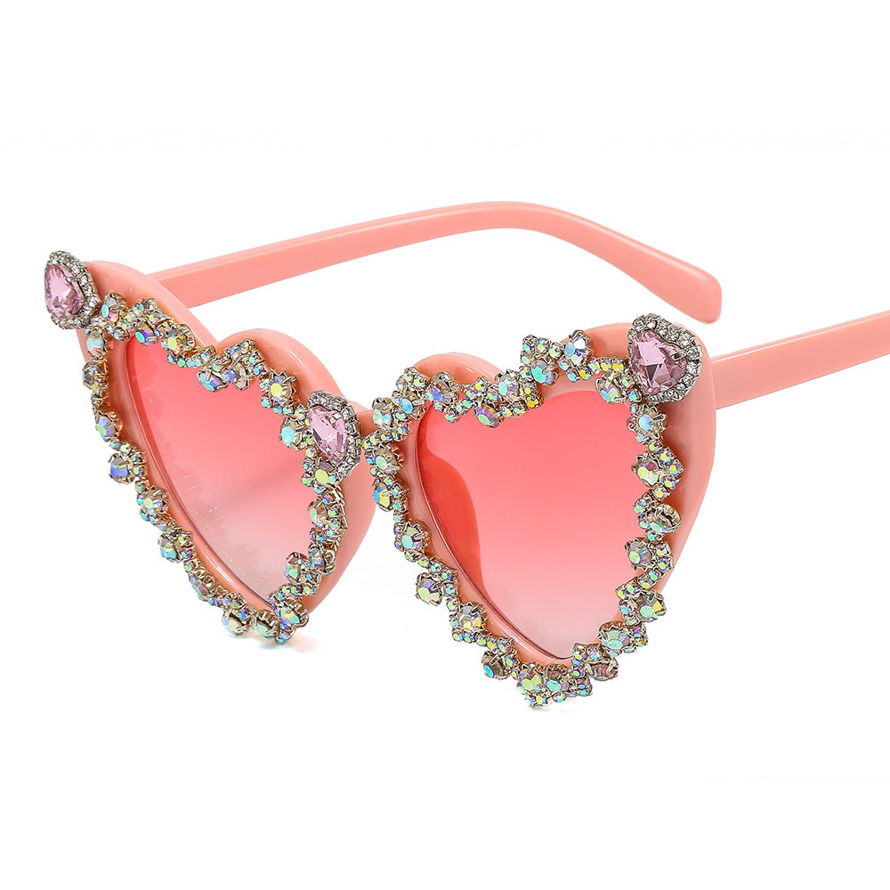 Women's Heart-Shaped Glamour Sunglasses with Rhinestone Decorations Stornfield