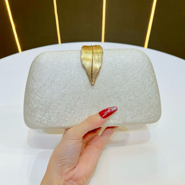 Elegant Leaf-Accented Evening Clutch