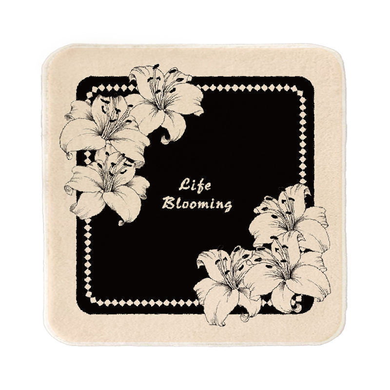 Floral Microfiber Square Face Towel with Artistic Lily Print