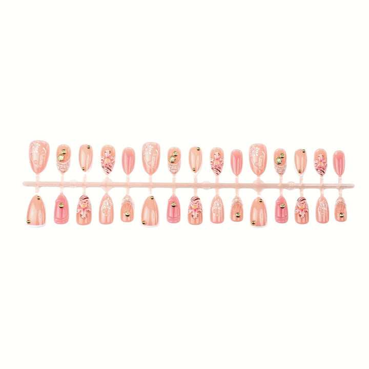 Elegant Floral Embellished Press-On Nail Set Stornfield