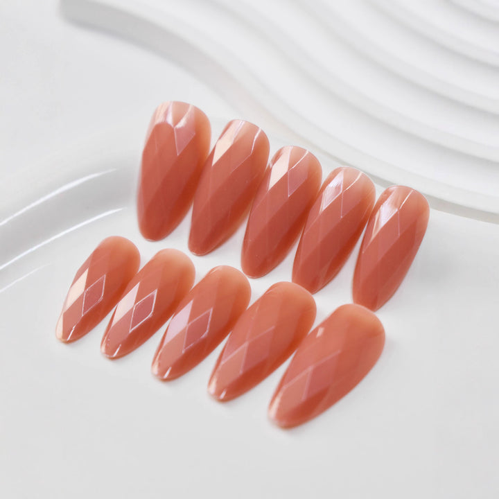 Premium Glossy Diamond-Shaped Press-On Nails Stornfield