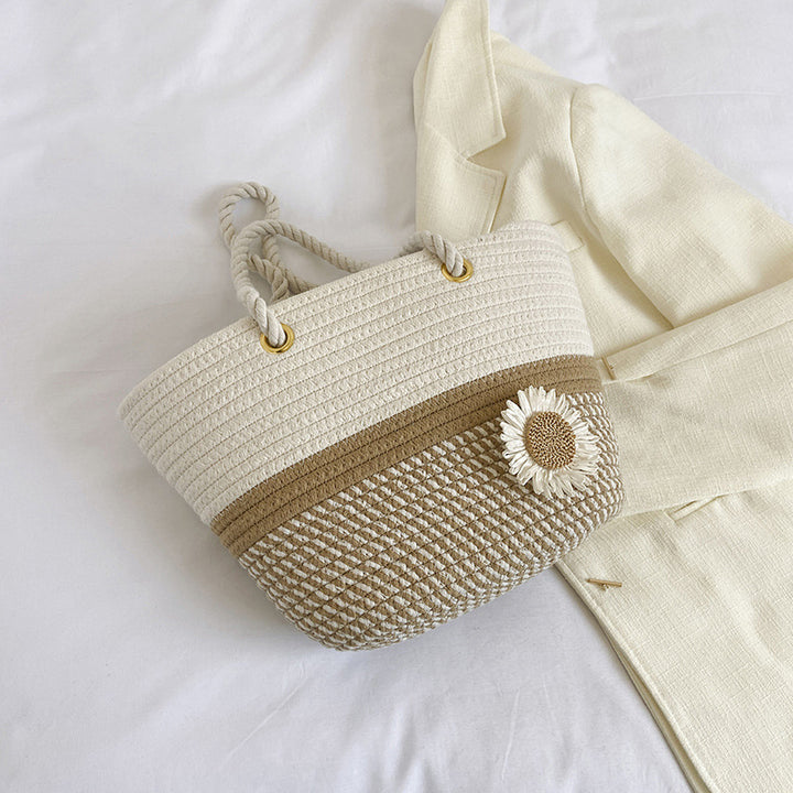 Handcrafted Floral Detail Straw Tote Bag Stornfield