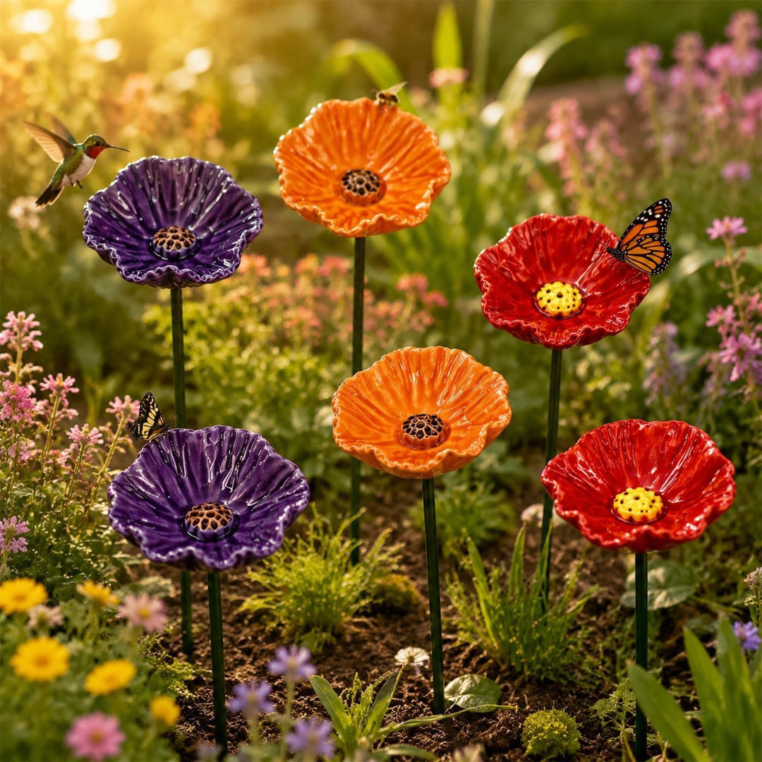 Garden Decorative Poppy Flower Stake Stornfield