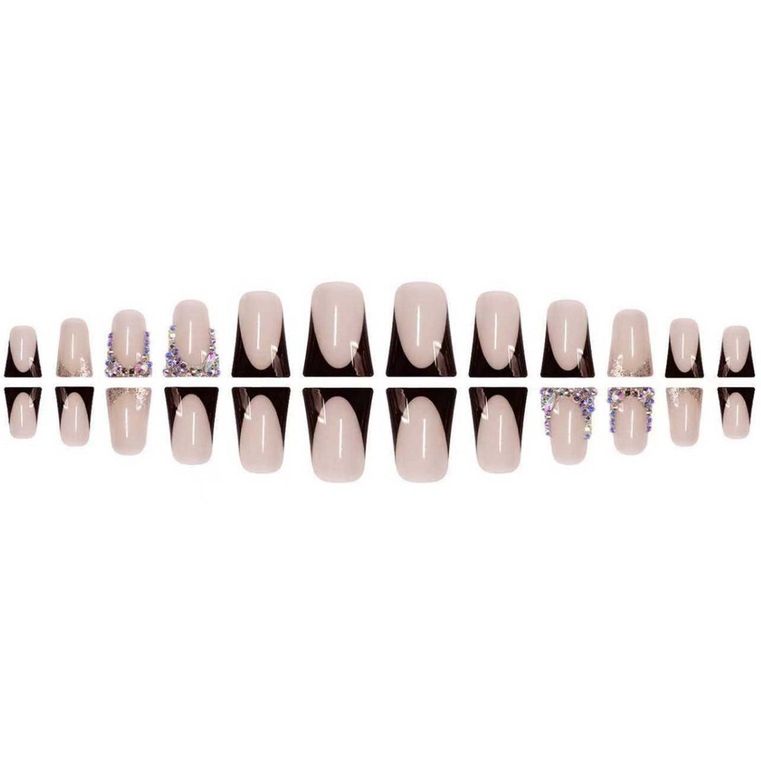 Decorative Press-On Nail Extensions with Gem Accents Stornfield
