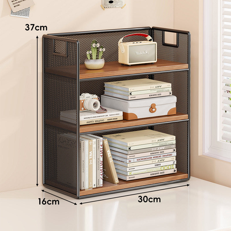 Mesh Tiered Desktop Organizer Shelf with Handle Cutouts