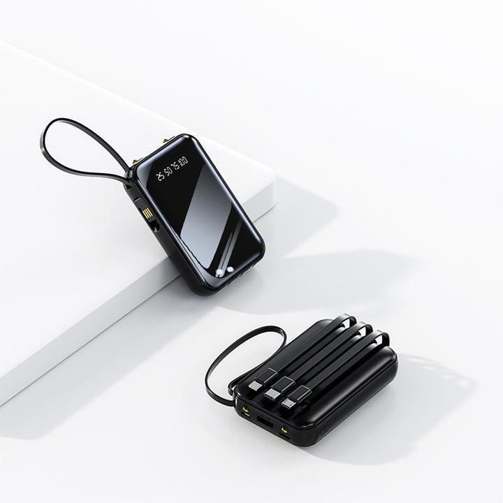 Portable power bank with integrated cable management and digital charge level display Stornfield