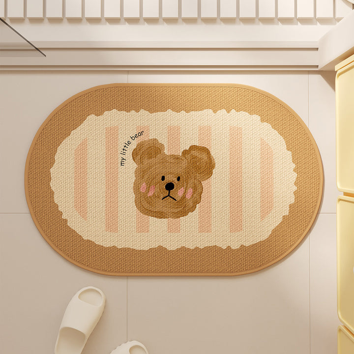 Bear Face-Themed Absorbent Bath Mat for Bathroom