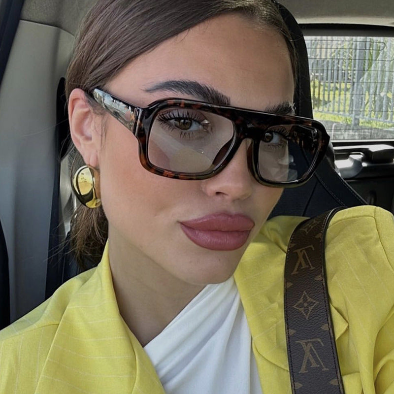 Women’s stylish square sunglasses with eye-catching animal print design Stornfield