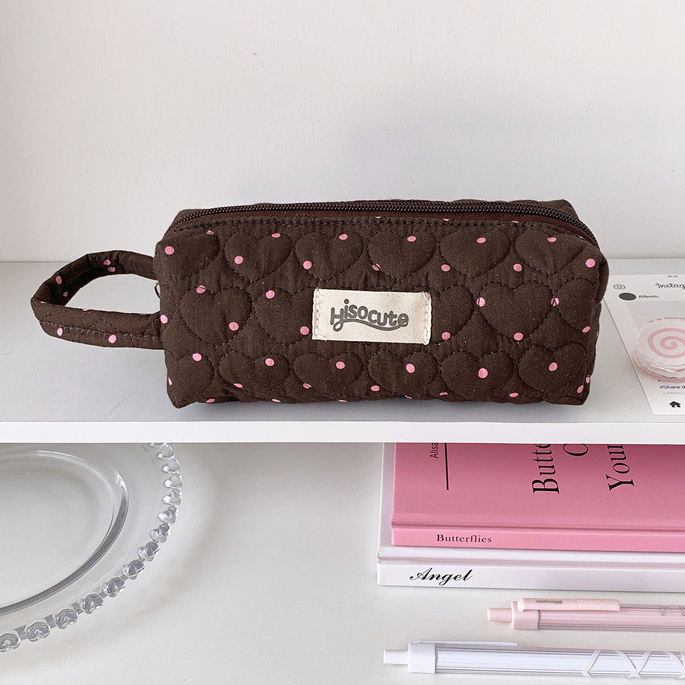 Quilted Heart-Shaped Pencil Case Stornfield