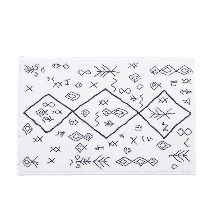 Soft high-pile bath mat rug with Berber-inspired diamond pattern Stornfield