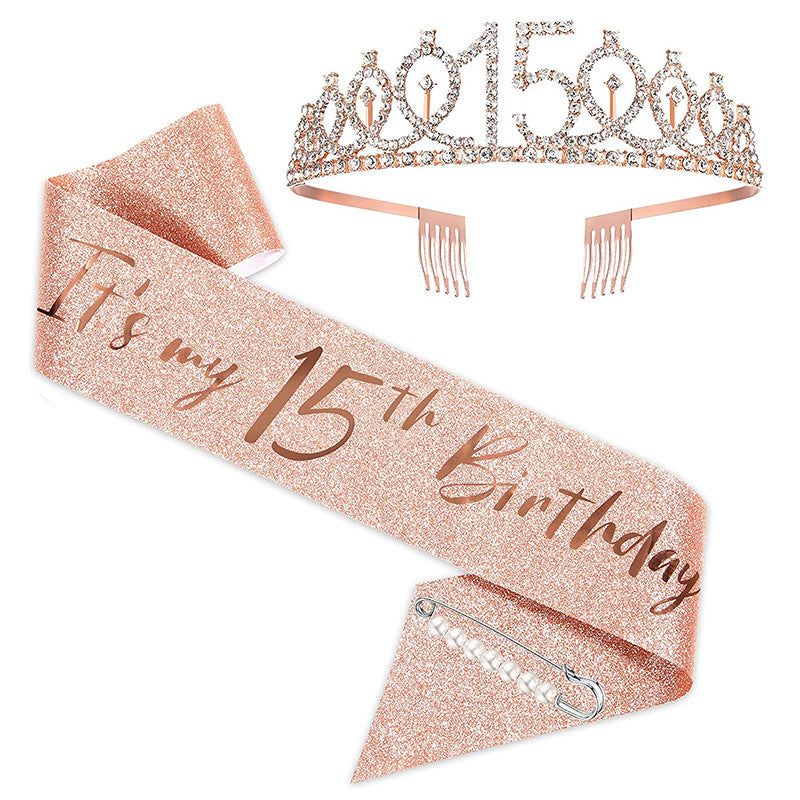 Ladies Sparkling Tiara with personalized 80th Birthday Inscription Stornfield