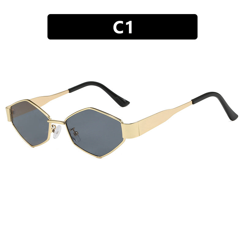 Women's geometric sunglasses with narrow metal frame and polarized lenses Stornfield