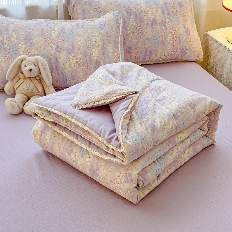Floral Patterned Quilted Bedspread