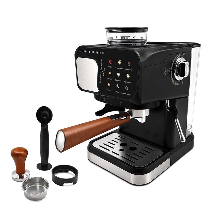 Espresso machine with integrated grinder and precise brew temperature control Stornfield