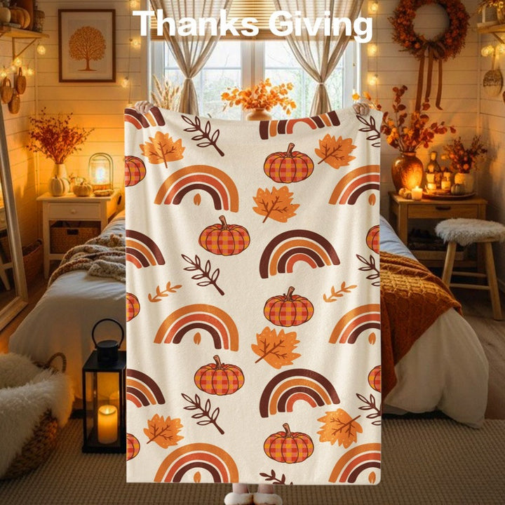 Thanksgiving-Themed Cozy Fleece Blanket