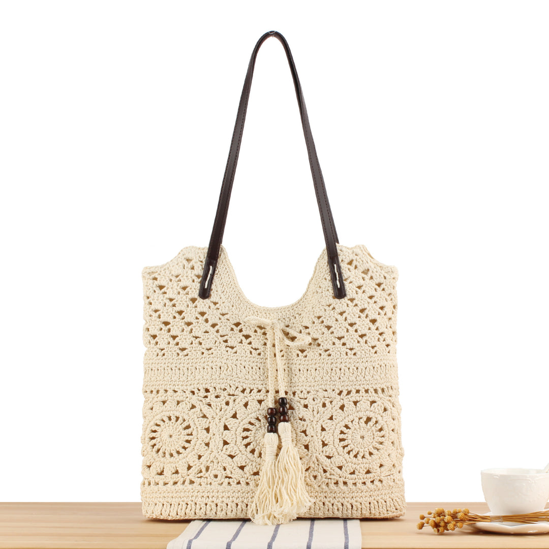 Handbag in Creative Macrame Design with Tassel Detail Stornfield