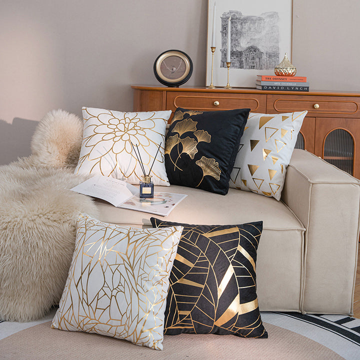 Geometric Foil-Pattern Decorative Throw Pillow Cover