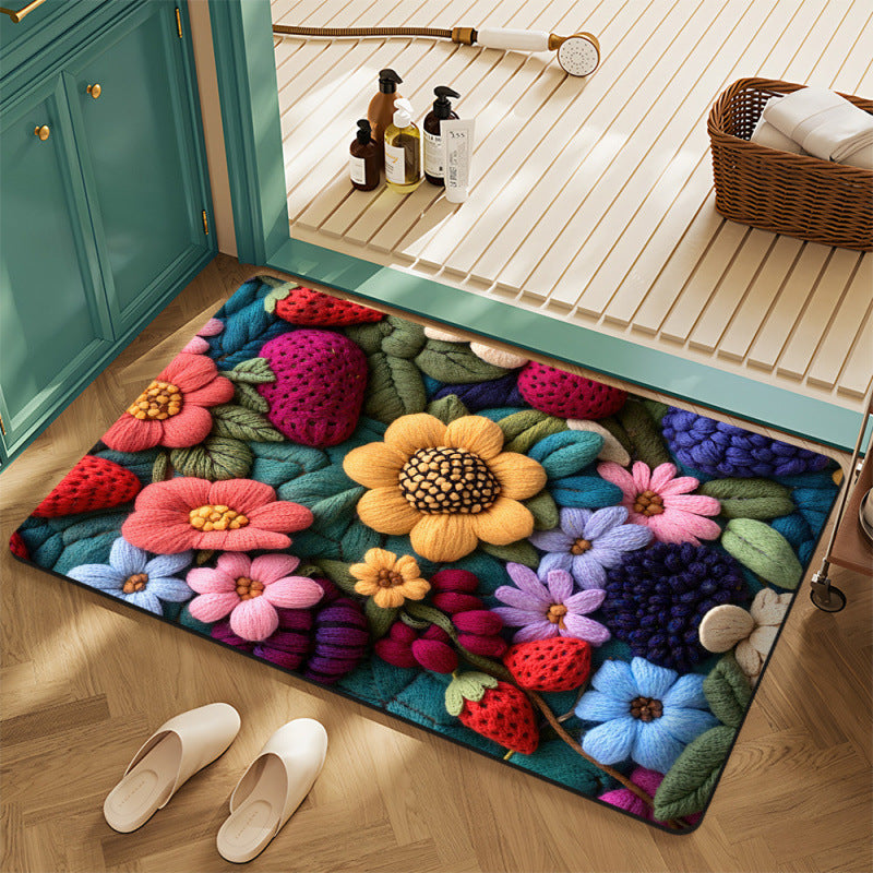 Floral Motif Bath Mat Stornfield