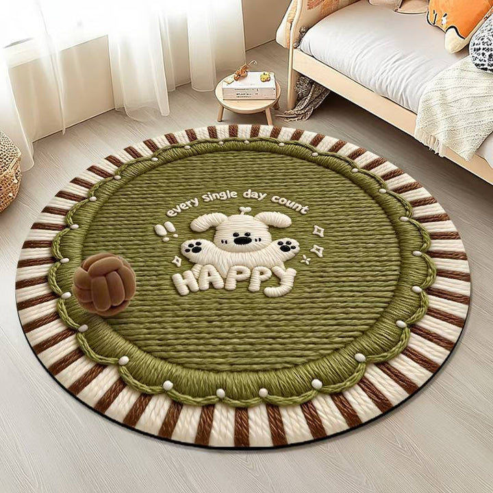 Playful Round Plush Area Rug
