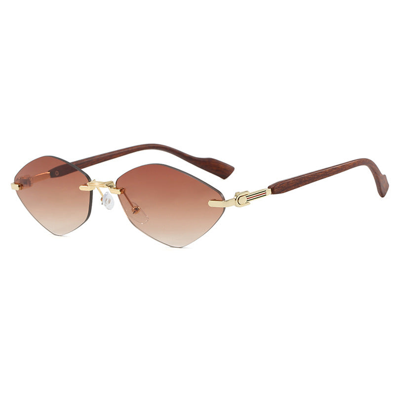 Women's geometric sunglasses with luxurious wooden arms and polarized lenses Stornfield