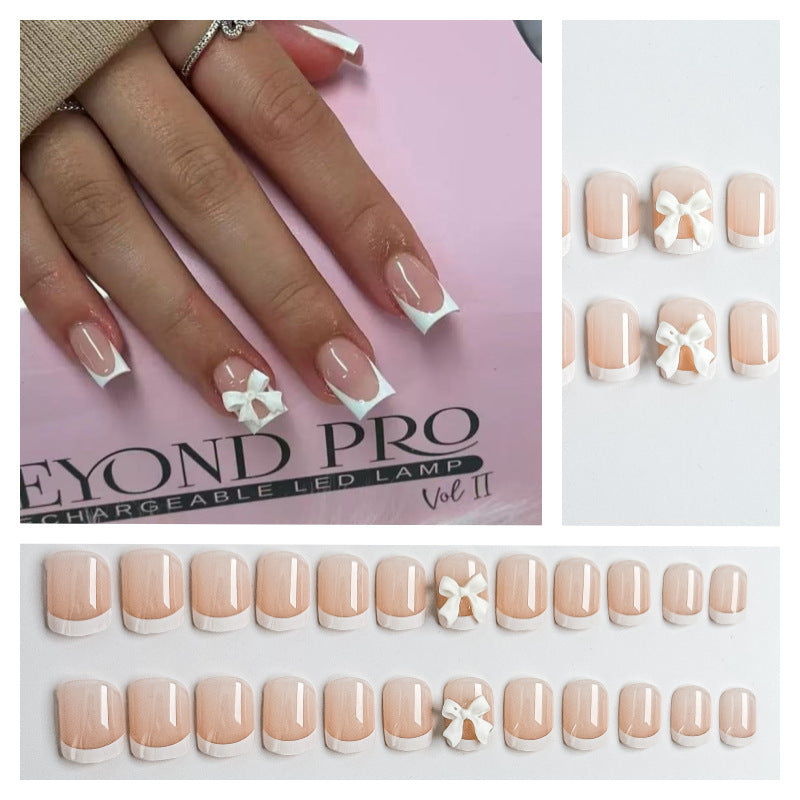 Nail Art Fake Nails Set with Elegant Bow Accents Stornfield