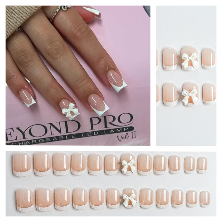 Nail Art Fake Nails Set with Elegant Bow Accents Stornfield