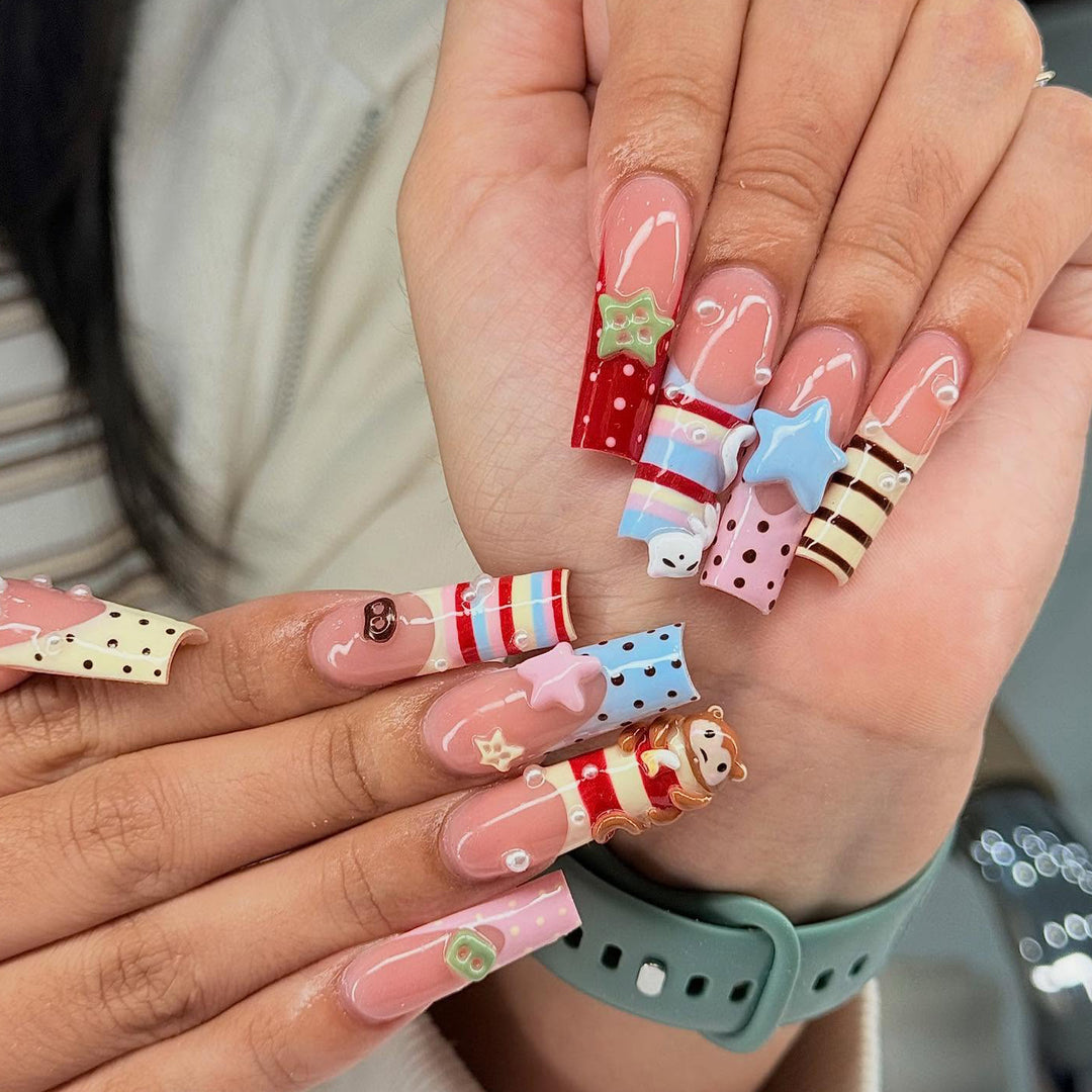 Playful Character Acrylic Nail Art Extensions Stornfield