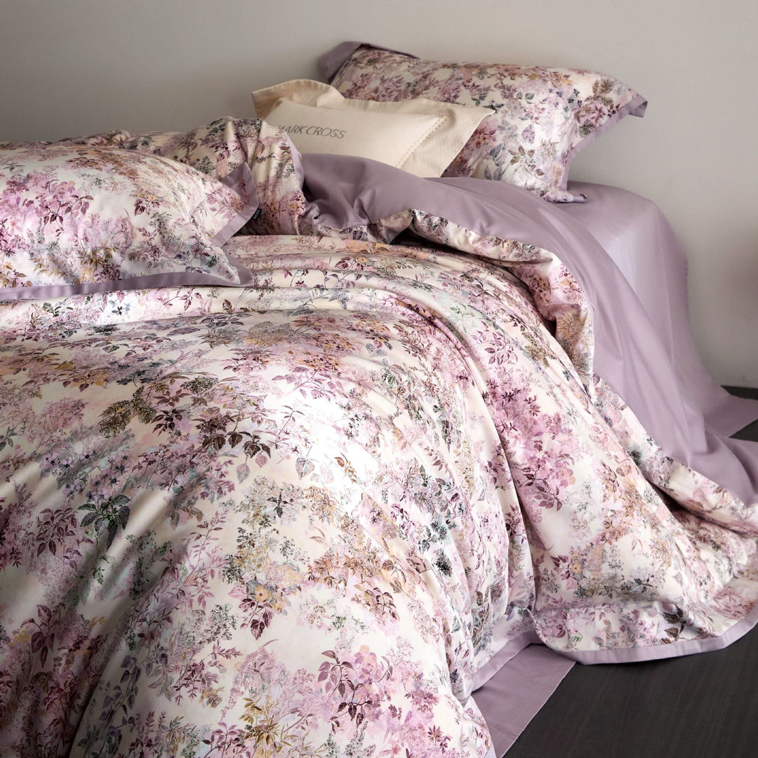 Luxurious satin bedding set with floral and berry design