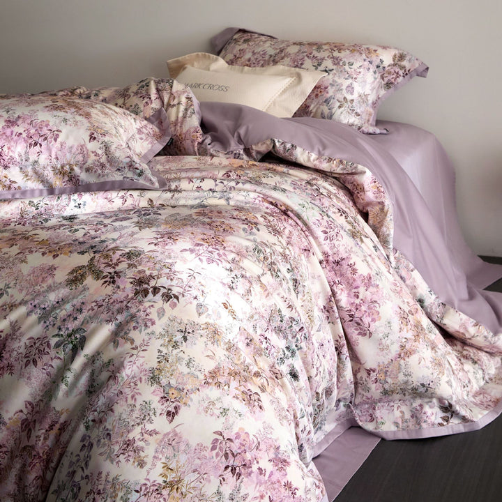 Luxurious satin bedding set with floral and berry design