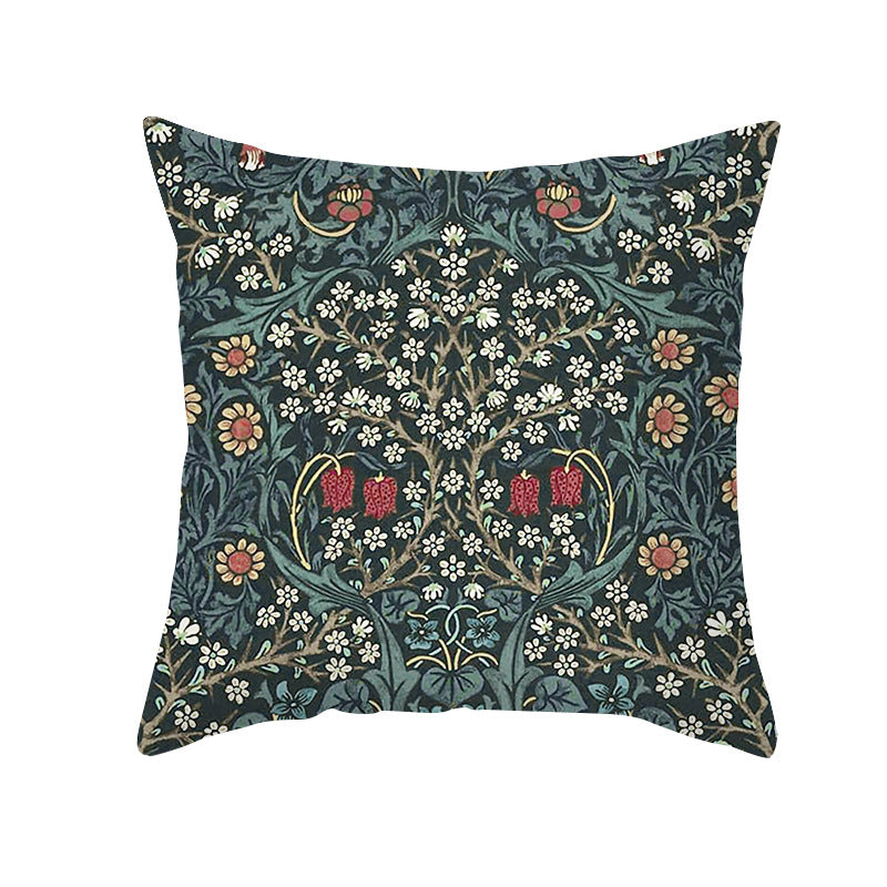 Botanical Heritage Jacobean Tapestry Square Pillow Cover with Concealed Zipper