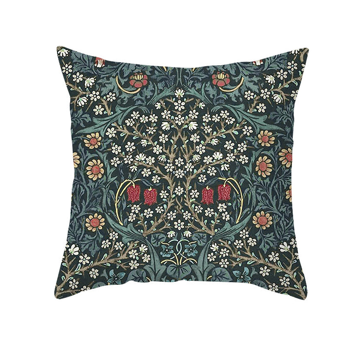 Botanical Heritage Jacobean Tapestry Square Pillow Cover with Concealed Zipper