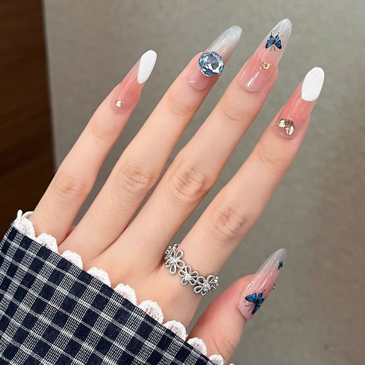 Elegant Decorative Press-On Nail Extensions with Pearls Stornfield