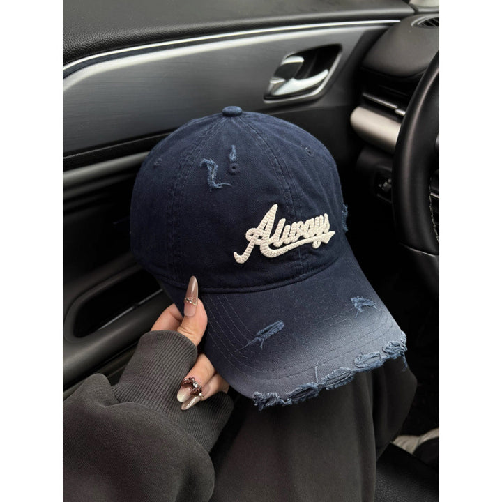 Women's Distressed Denim Style Baseball Cap Stornfield