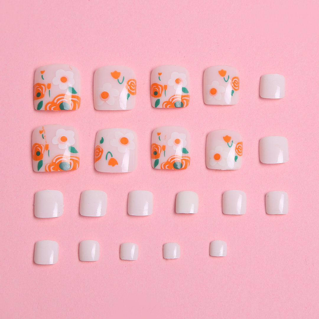 Floral Decorated Press-On Nail Set Stornfield