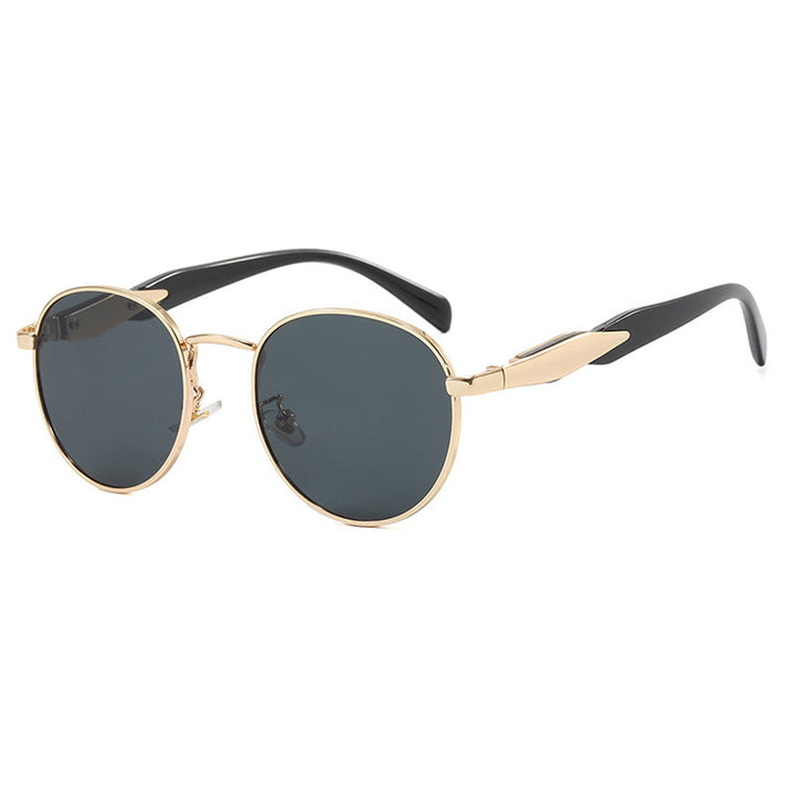 Women's round sunglasses with elegant, golden frame and UV protection Stornfield