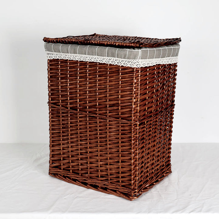 Women's laundry basket with decorative fabric cover and practical lid Stornfield