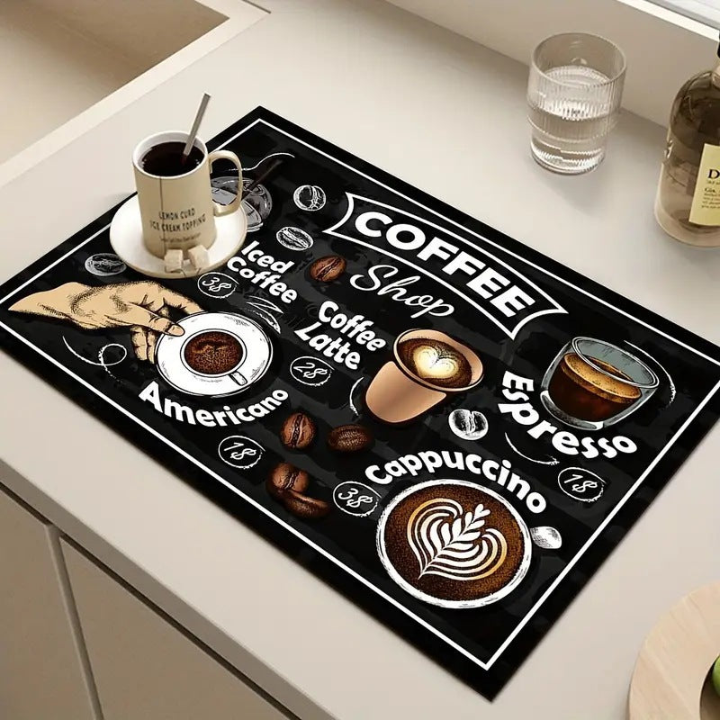 Coffee-Themed Kitchen Mat