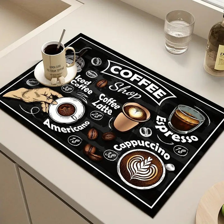 Coffee-Themed Kitchen Mat