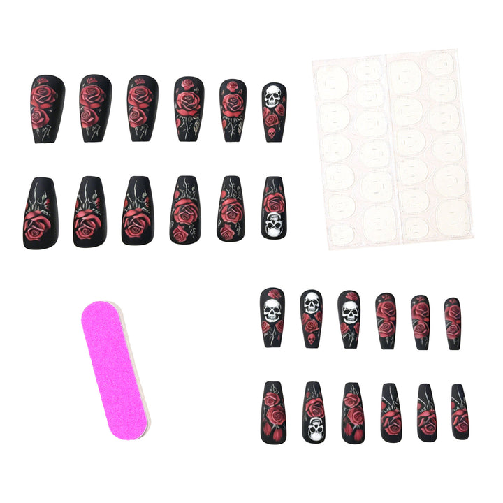 Artistic Skull and Rose Nail Art Design Stornfield