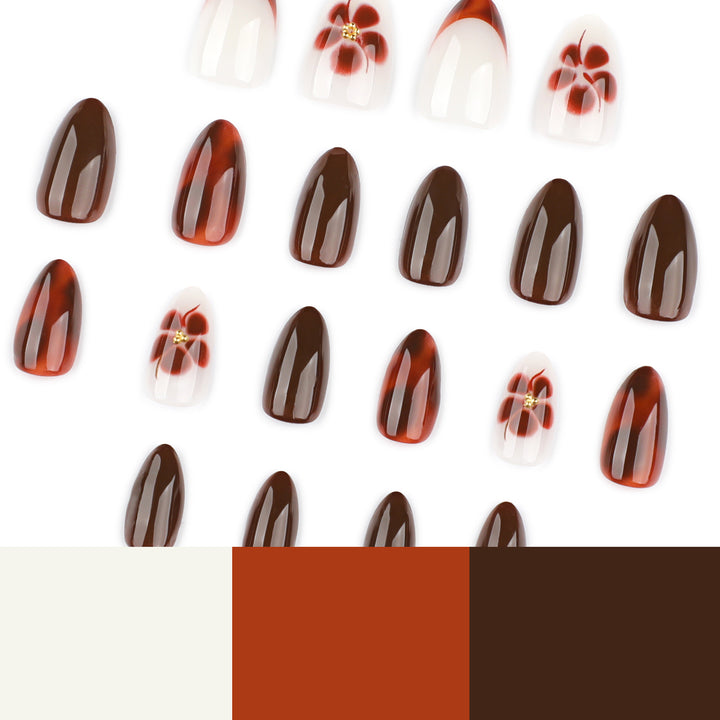 Artful Nail Extensions with Elegant Floral and Glossy Design Stornfield