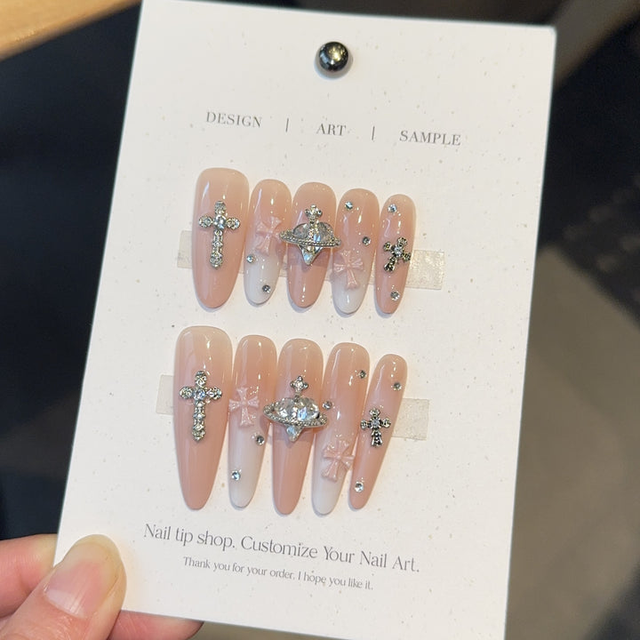 Acrylic nails with rhinestone embellished accents Stornfield