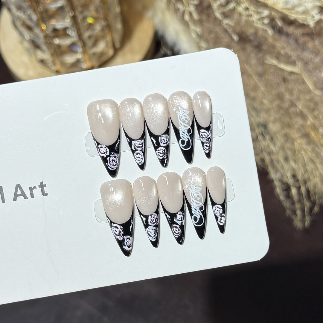 Floral and Glossy Press-On Nail Set Stornfield